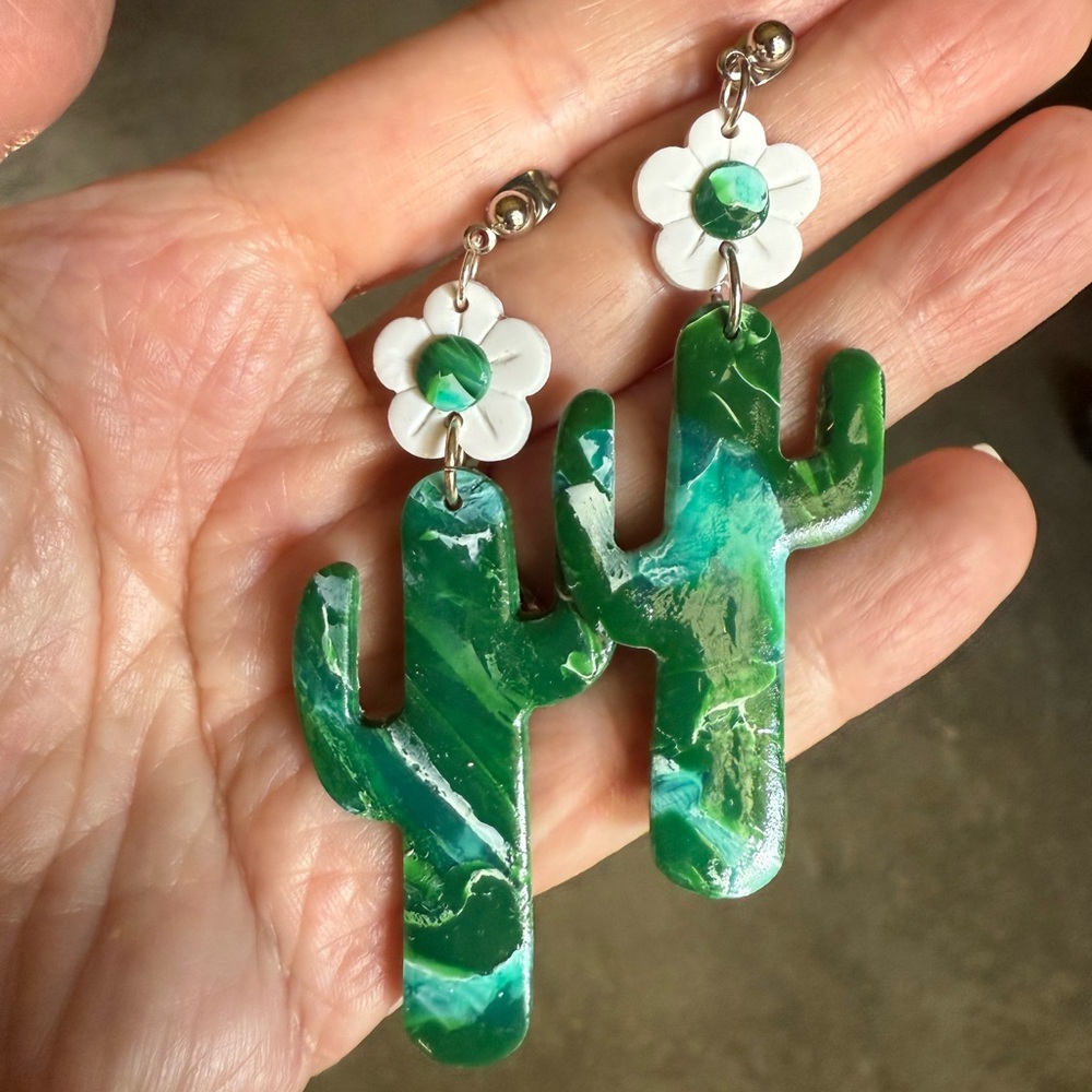 Handmade cactus earrings